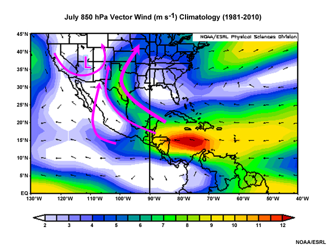 Mean 500 hPa Geopotential Height July (1981-2010)
