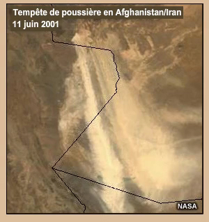 satellite SeaWiFS/MODIS, cinq images couleur naturelle de temptes de poussire en Afghanistan