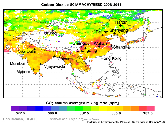 Sciamachy carbon dioxide data 2006-2011