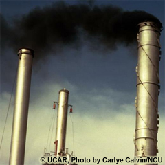 Smoke from an oil refinery