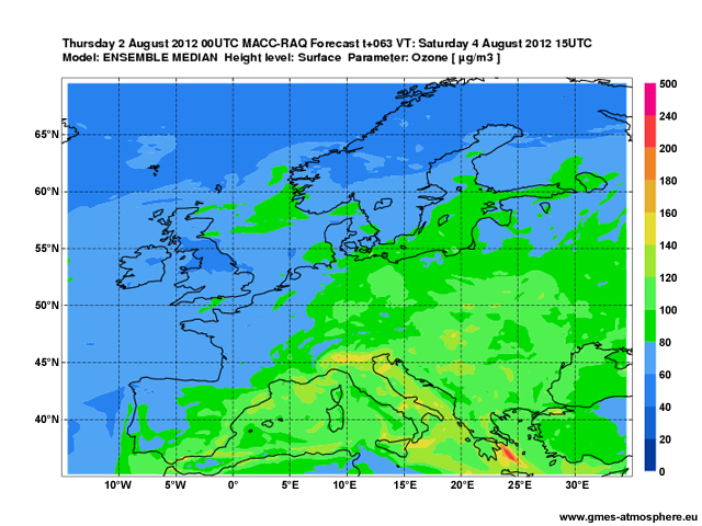 A MACC regional ozone forecast graphic