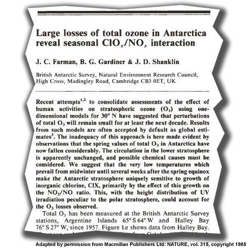 Extract of the first journal paper to describe the ozone hole over Antarctica