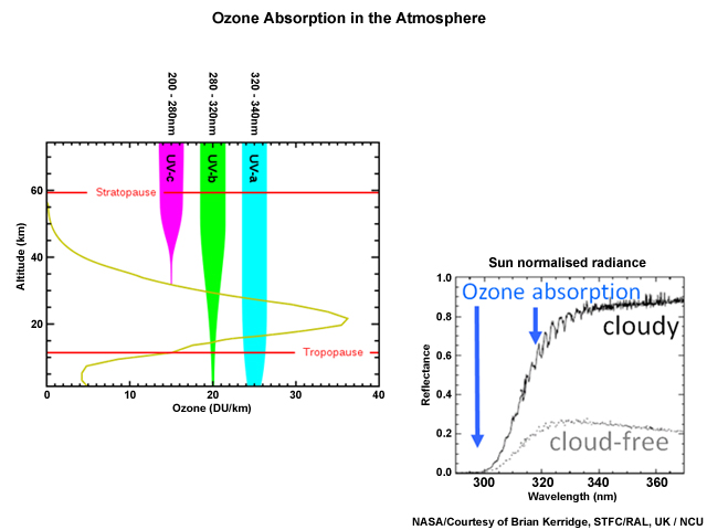 Ozone absorption in the atmosphere
