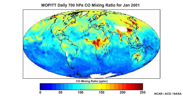 Satellite data of CO concentrations (March 2000- May 2001)