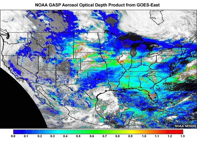 NOAA GASP aerosol optical depth product from GOES-East