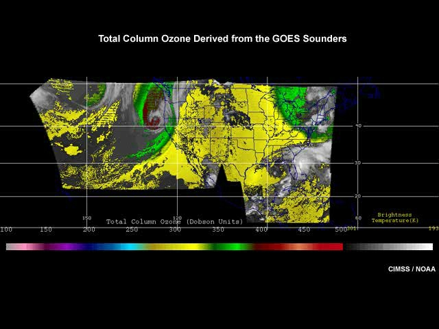 Animation of total column ozone derived from the GOES sounders