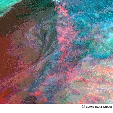 Wildfires in northwest Spain, August 2006, as viewed by Meteosat-8