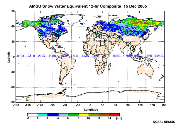AMSU snow water equivalent global composite product.
