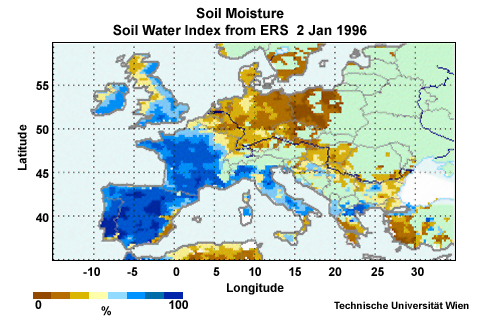 ASCAT Soil Moisture products over Europe contrasting dry versus wet seasons for 1996
