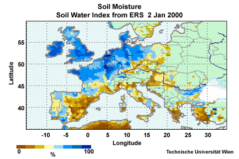 ASCAT Soil Moisture products over Europe contrasting dry versus wet seasons for 2000 