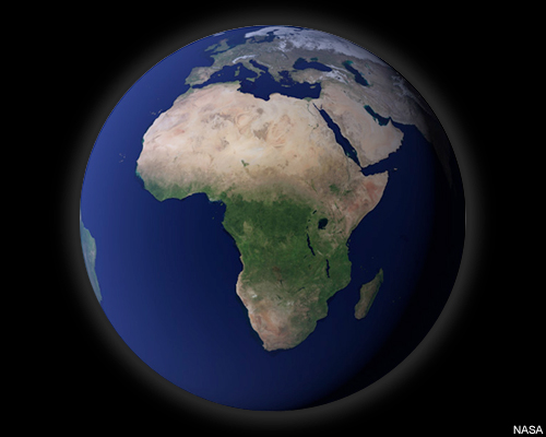 La canica azul centrada en África