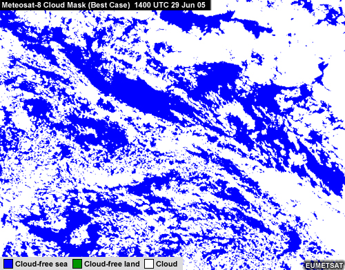 Best case example of Meteosat cloud mask product