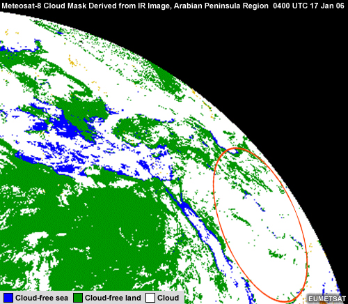Meteosat cloud mask over Arabian Peninsula