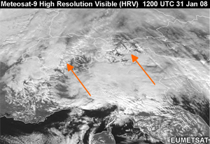 Meteosat 9 High Resolution Visible with highlights and clouds