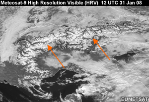 Meteosat 9 High Resolution Visible with highlights and no clouds