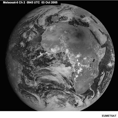 Solar eclips shadow over N. Africa shown on Meteosat Vis
