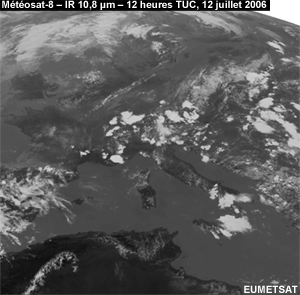 Image IR à 10,8 μm de Météosat