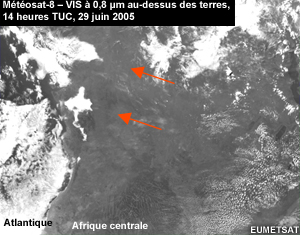 Image VIS à 0,8 μm de Météosat au-dessus des terres
