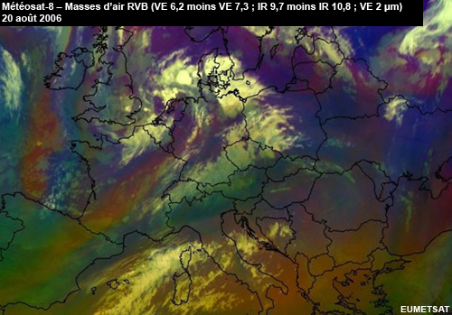 Image RBV de masses d’air et d’orage de Météosat