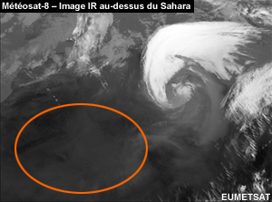 Image IR de Météosat au-dessus du Sahara