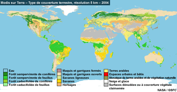 Type de couverture terrestre de Modis-Terra