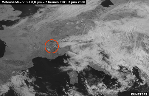 Image VIS à 0,8 μm de Météosat