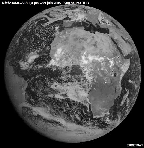 Animation Météosat de la réflexion spéculaire des rayons du soleil