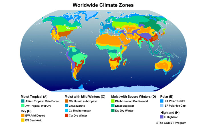 Worlwide Climate Zones