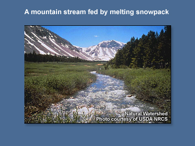 A Mountain Stream Fed by Melting Snowpack