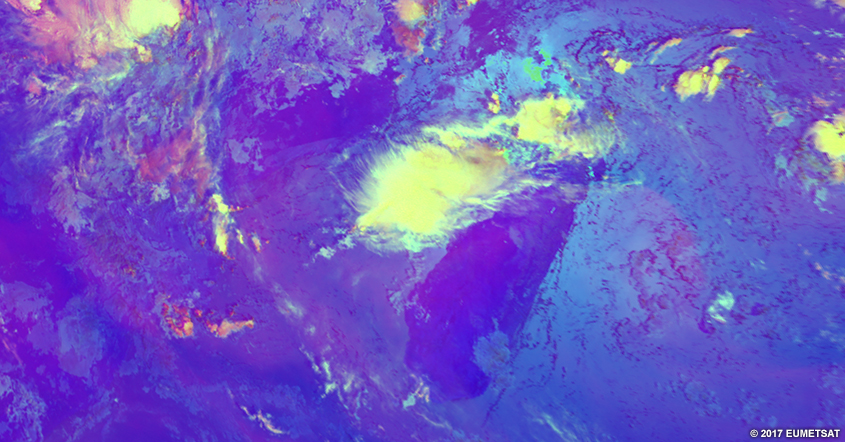 EUMETSAT severe convection RGB over Africa, 0500 - 1400 UTC 22 Jan 2017