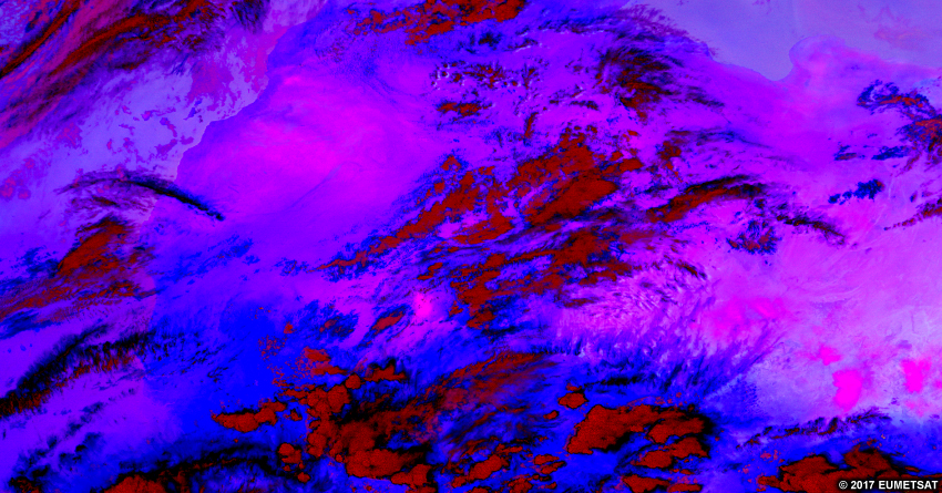 EUMETSAT night microphysics RGB over Africa, 1600 - 2000 UTC 03 May 2017