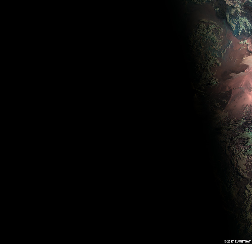 EUMETSAT natural colour RGB over Africa, 0300 - 1300 UTC 16 Aug 2017