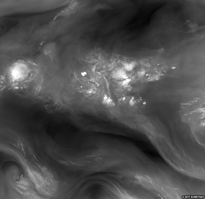 EUMETSAT water vapour imagery over Africa, 0300 - 1300 UTC 16 Aug 2017