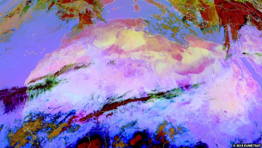 EUMETSAT dust RGB over Africa, 09 Apr 2015 through 13 Apr 2015.