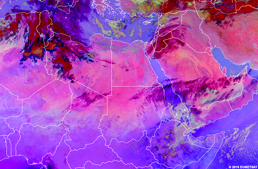 RGB microphysiques de nuit EUMETSAT sur l’Afrique, 1800 UTC 30 janvier 2016