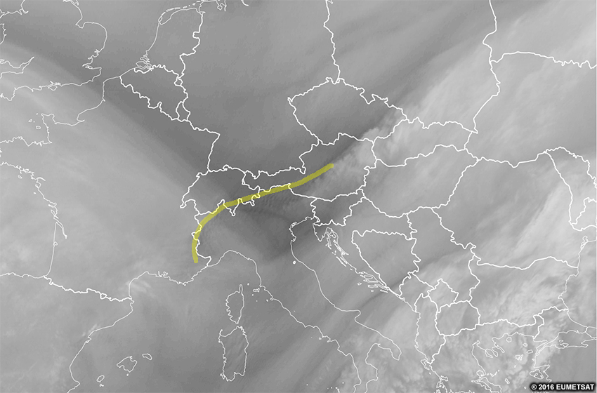 Image vapeur d'eau EUMETSAT sur l’Europe, 0000 UTC 24 février 2016