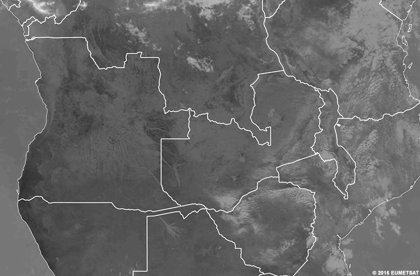 Image infrarouge EUMETSAT sur l'Afrique du Sud, 1200 UTC 26 juin 2016
