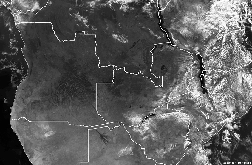 EUMETSAT visible sur l'Afrique du Sud, 1200 UTC 26 juin 2016