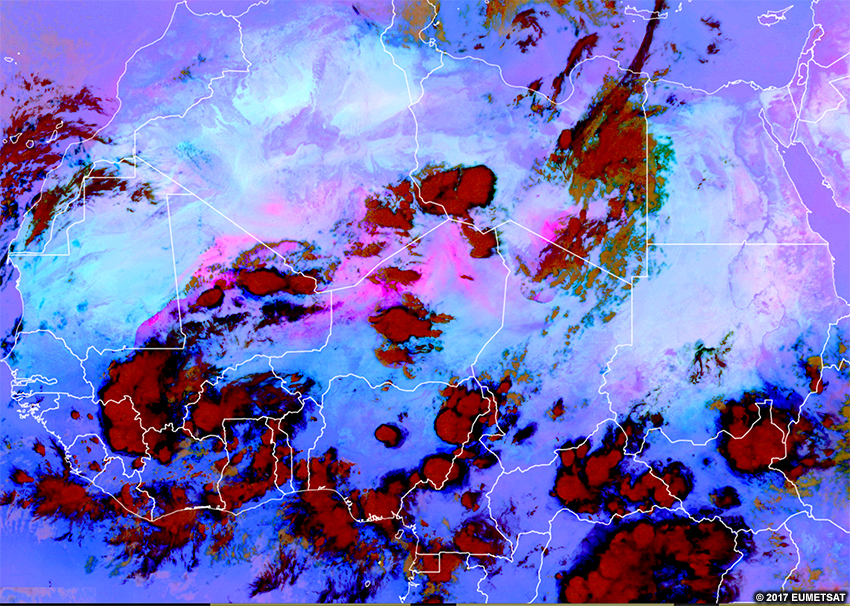 RGB poussière EUMETSAT sur l'Afrique du Sud, 0000 UTC 06 Jun 2017