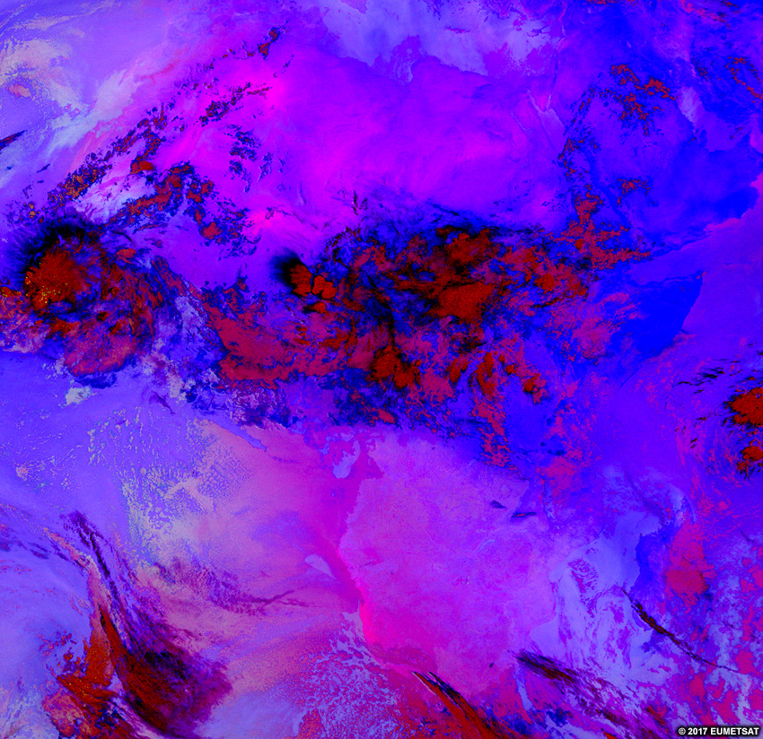 RGB microphysiques de nuit EUMETSAT sur l’Afrique, 0600 UTC 16 août 2017