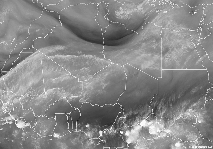 Imagerie vapeur d'eau EUMETSAT sur l’Afrique, 1800 UTC 17 novembre 2017