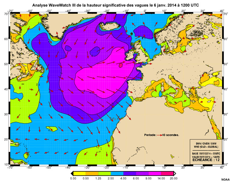 WaveWatch III Significant Wave Height Analysis 6 Jan 2014 1200 UTC
