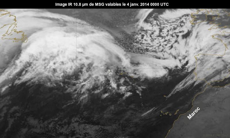 Animation  partir dimages IR 10,8 m MSG du 4 au 5 janv. 2014 au large des ctes marocaines