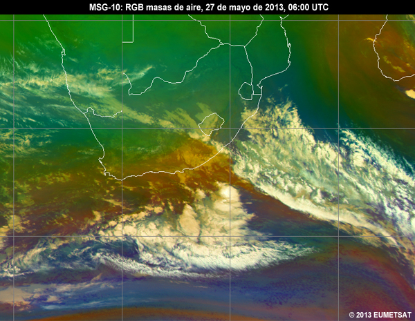 Animacin de imgenes RGB de MSG-10 centradas en frica del sur desde las 06 hasta las 12 UTC del 27 de mayo de 2013