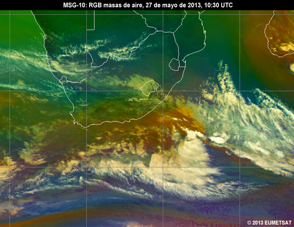 Animacin de imgenes RGB de MSG-10 centradas en frica del sur desde las 06 hasta las 12 UTC del 27 de mayo de 2013