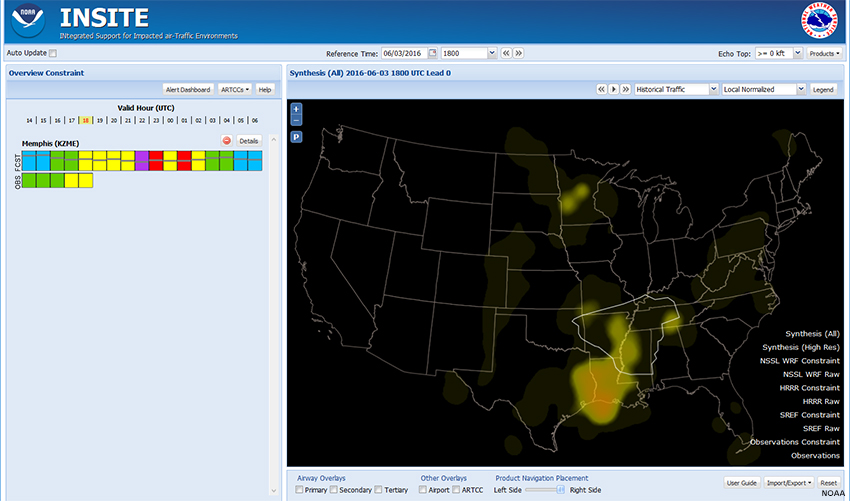 Screen capture of INSITE showing Synthesis (All) Constraint heat map for 06/03/2016 1800