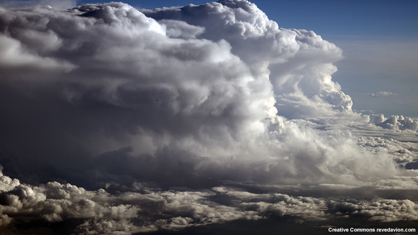 Cumulonimbus clouds seen from a plane