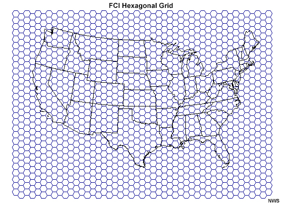 Hexagonal grid used to compute FCI.