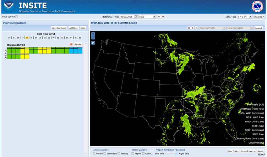 Screen capture of INSITE showing HRRR Raw for 06/03/2016 1800