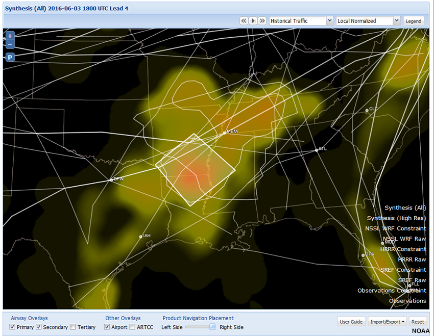 Screen capture of INSITE showing user-defined polygon C for map pane with  Synthesis-All Constraint heat map for 06/03/2016 2200-2400.